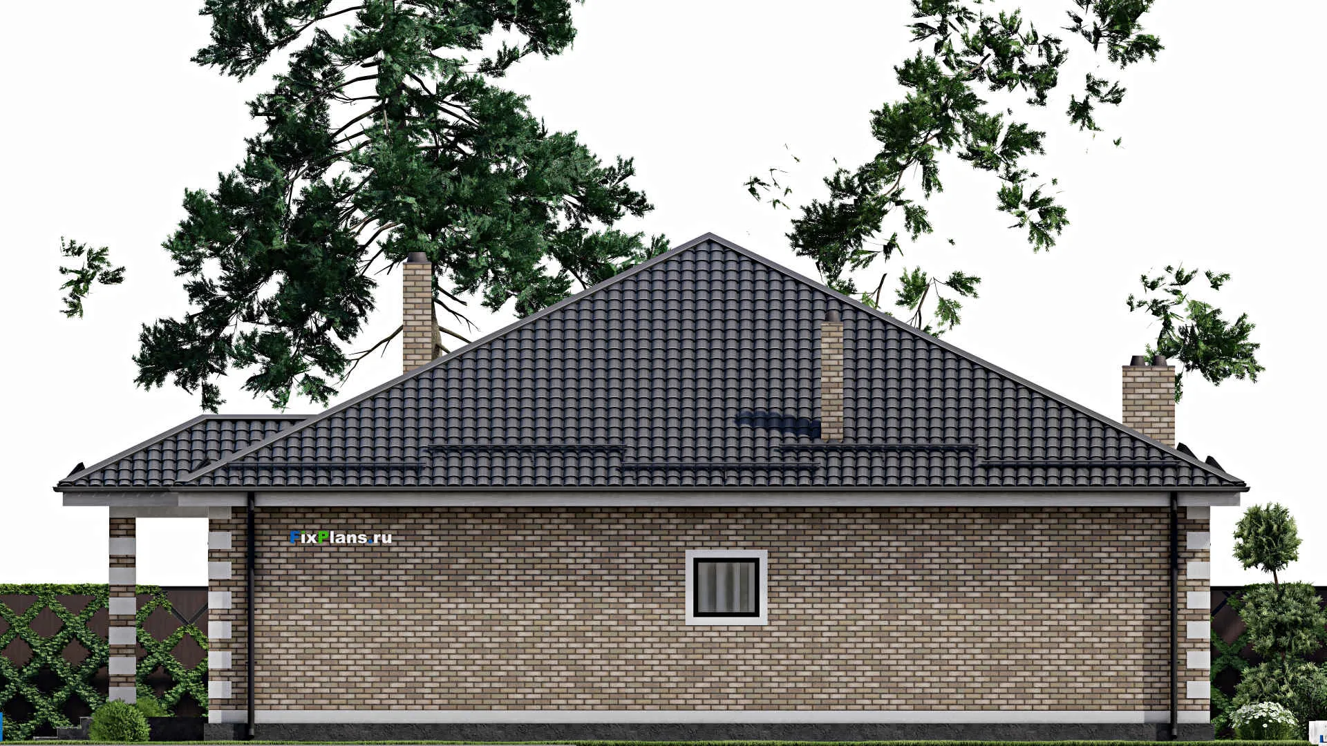 F-2420 - Проект одноэтажного дома 15 на 16, площадью 220 м² с террасой и 3 спальнями