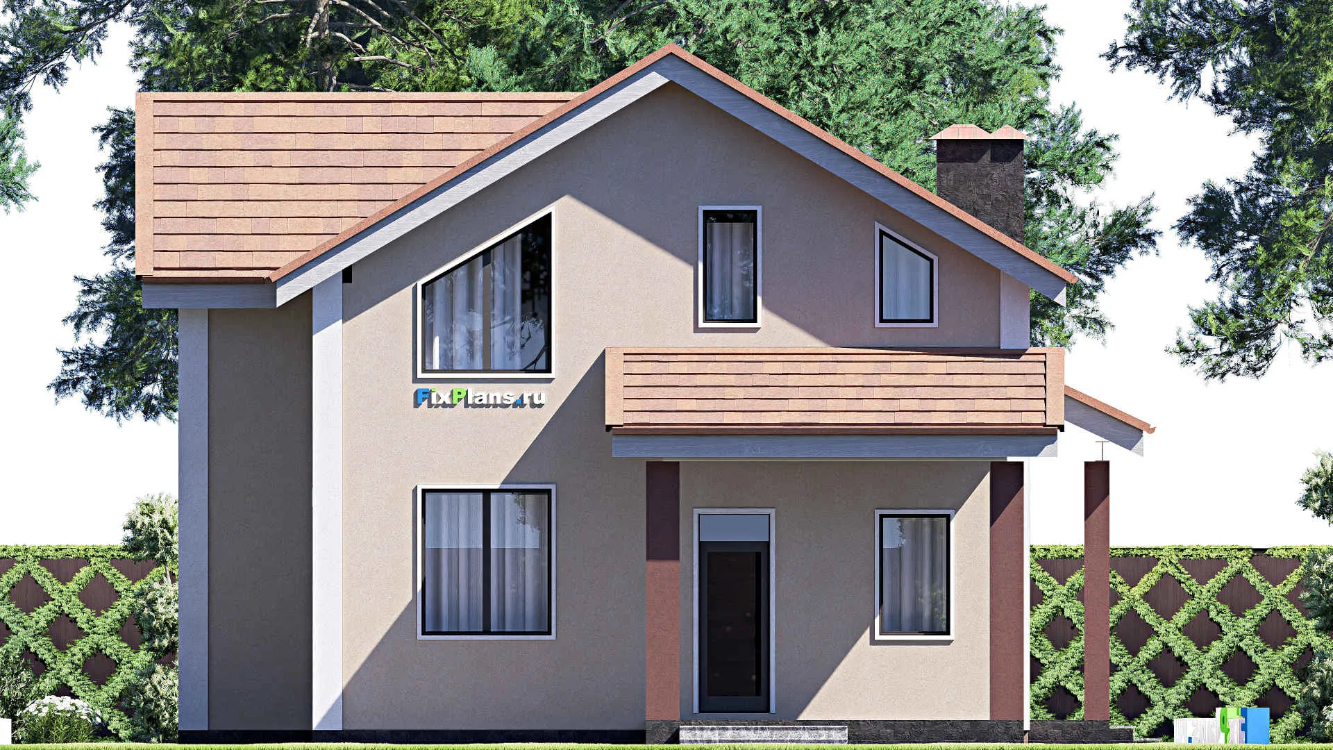 F-20231 - Проект дома с мансардой 12 на 14, площадью 160 м² с 5 спальнями