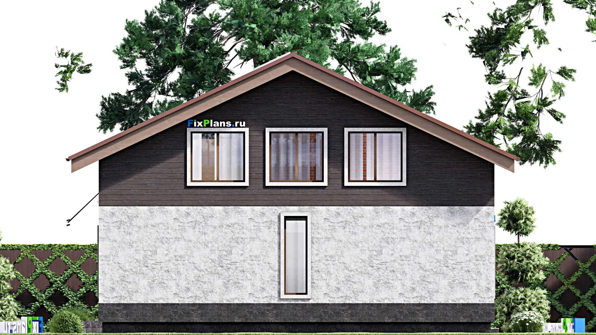 F-13166 - Проект дома с мансардой 12 на 16, площадью 230 м² с террасой и 5 спальнями