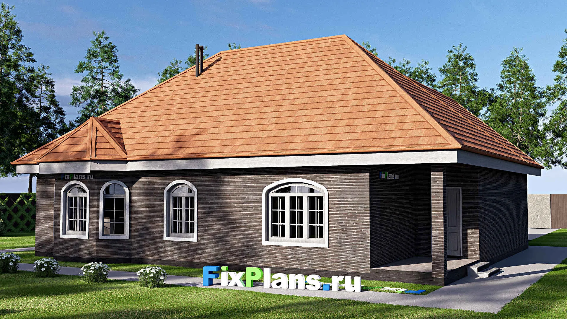 F-20654 - Проект дома с мансардой 14 на 16, площадью 190 м² с гаражом на 2 машины и 2 спальнями