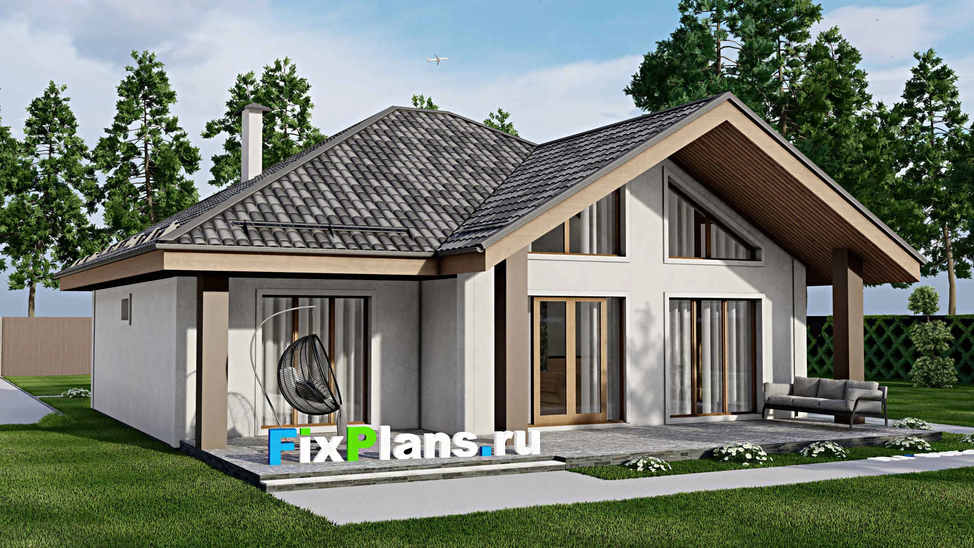 F-10394 - Проект одноэтажного дома 13 на 16, площадью 160 м² с 2 спальнями