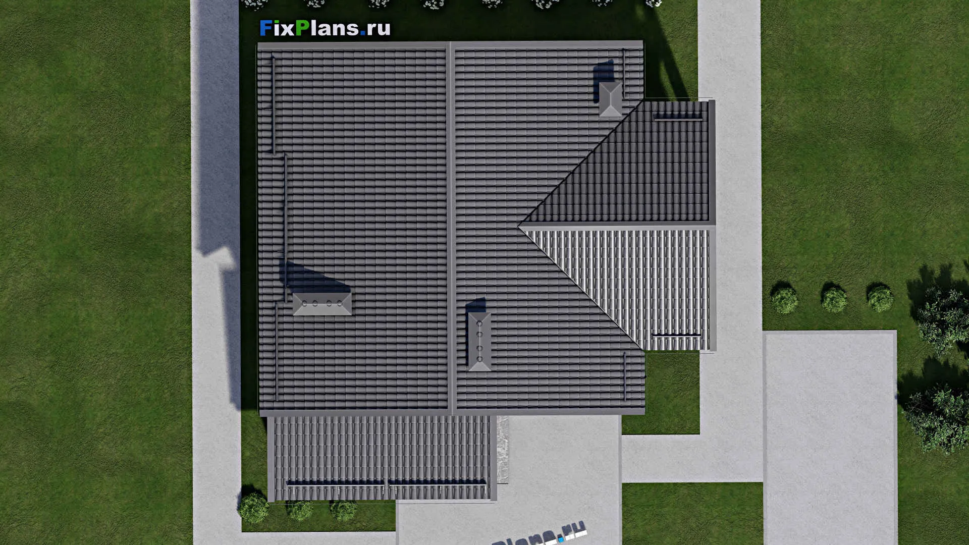 F-4697 - Проект дома с мансардой 11 на 11, площадью 210 м² с террасой, балконом и 4 спальнями