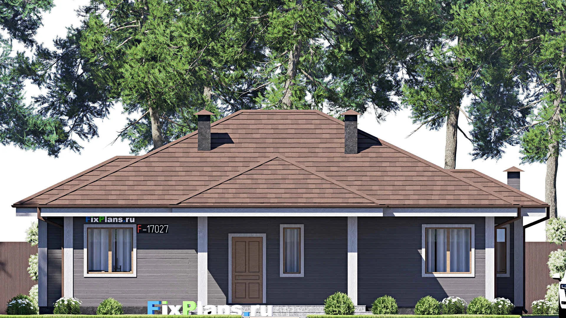 F-17027 - Проект одноэтажного дома 13 на 16, площадью 130 м² с 3 спальнями