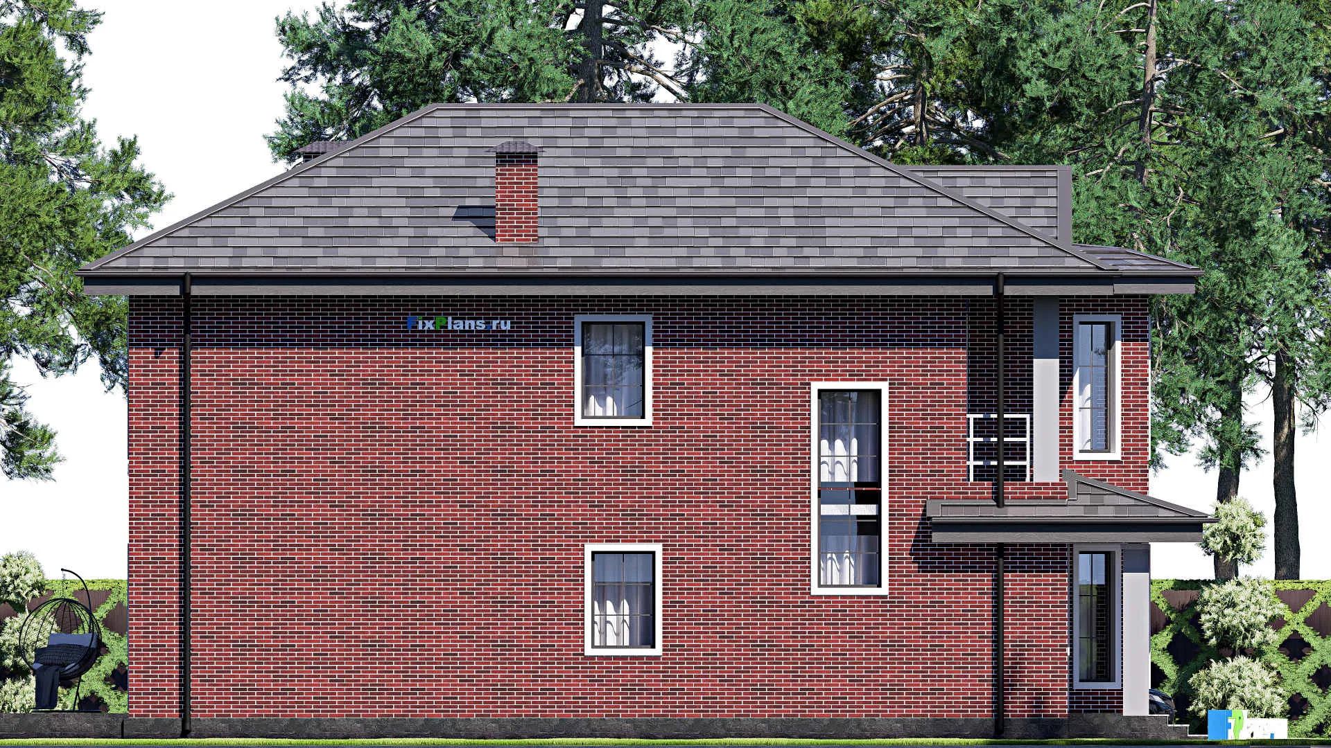 F-17990 - Проект двухэтажного дома 9 на 18, площадью 220 м² с террасой, балконом и 4 спальнями