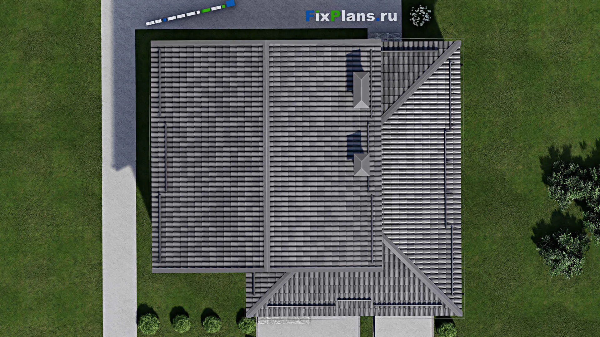 F-8117 - Проект дома с мансардой 12 на 13, площадью 160 м² с гаражом на 1 машину и 4 спальнями