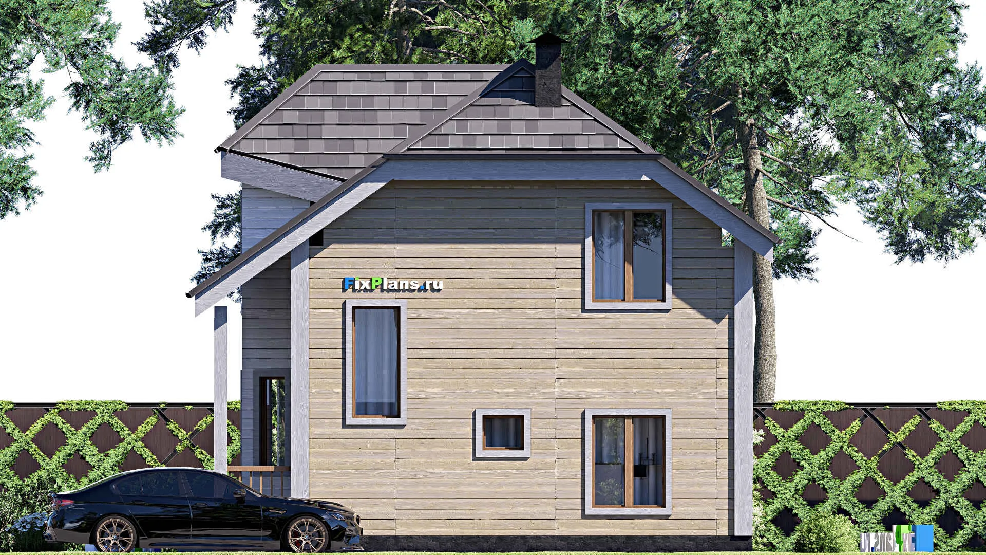 F-17477 - Проект дома с мансардой 9 на 9, площадью 90 м² с 4 спальнями