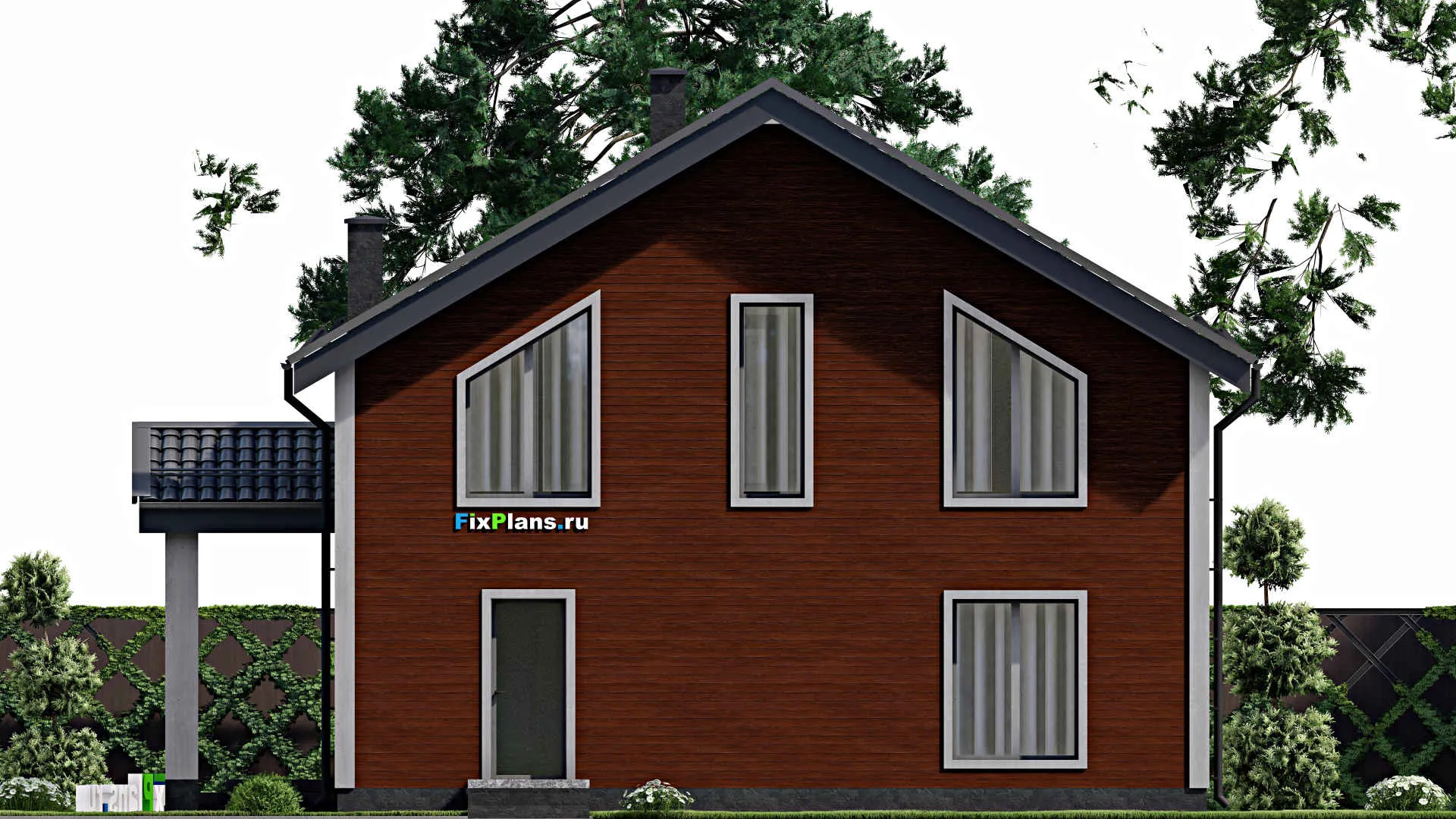 F-6920 - Проект дома с мансардой 10 на 12, площадью 200 м² с террасой, балконом и 4 спальнями