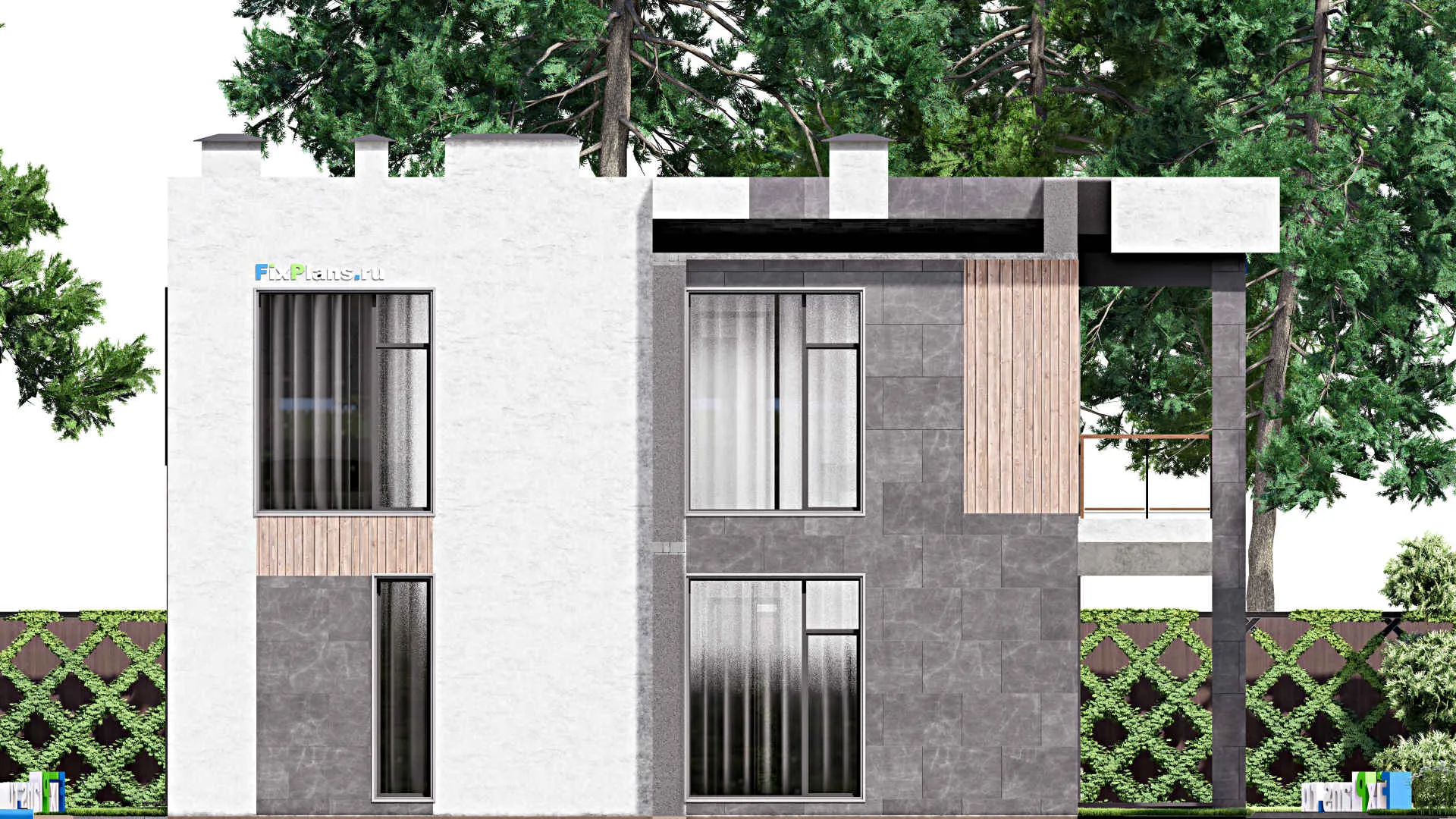 F-12689 - Проект двухэтажного дома 13 на 17, площадью 300 м² с террасой, балконом, баней и 5 спальнями