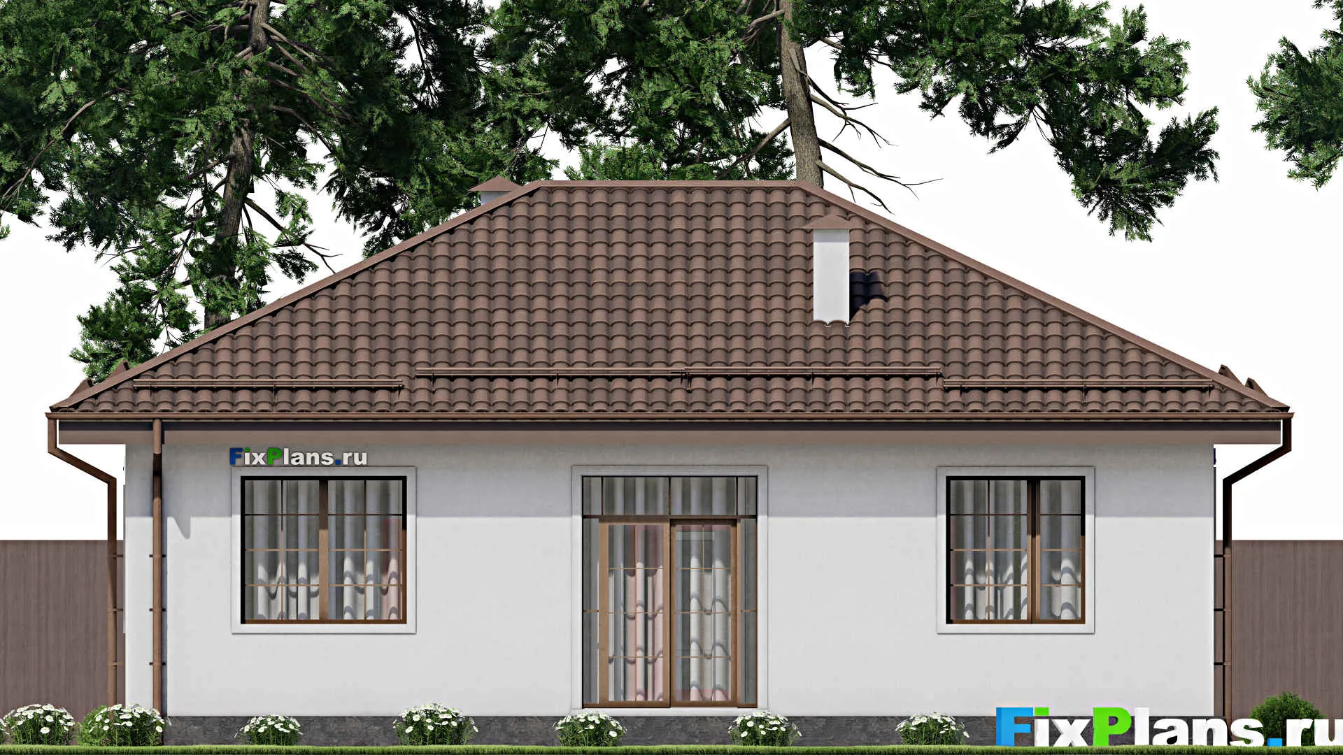 F-9629 - Проект одноэтажного дома 10 на 13, площадью 100 м² с 3 спальнями