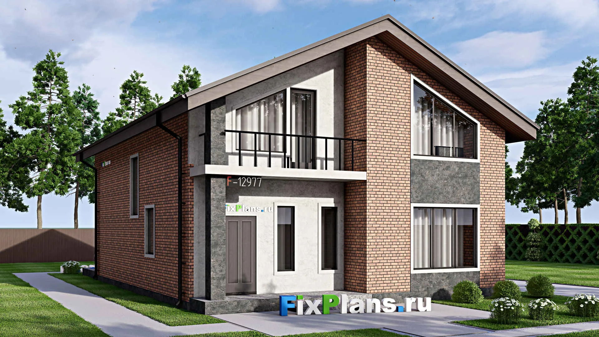 F-12977 - Проект дома с мансардой 10 на 17, площадью 220 м² с террасой и 5 спальнями