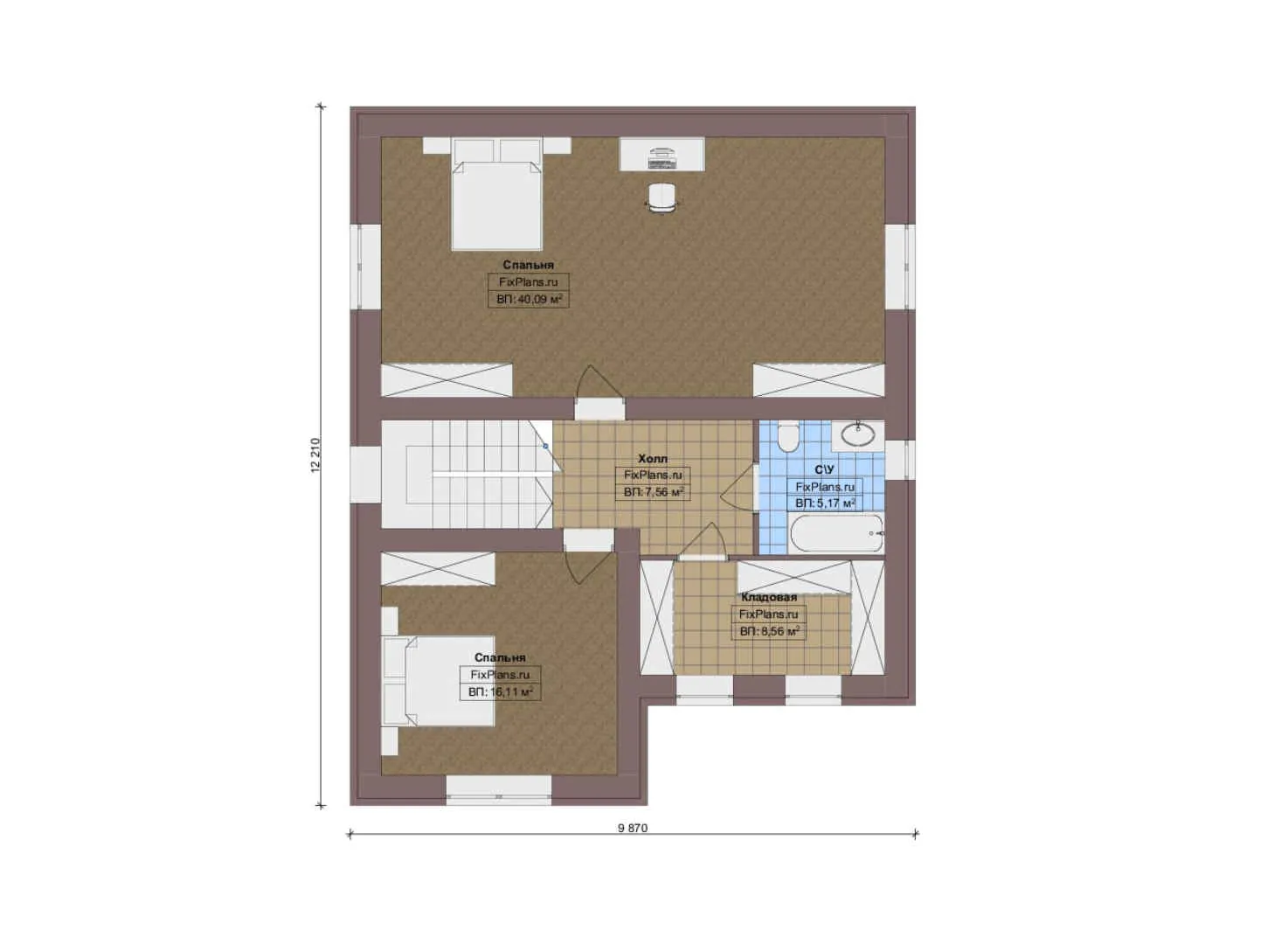 F-18602 - Планы двухэтажного дома 10 на 13, площадью 170 м² с 3 спальнями