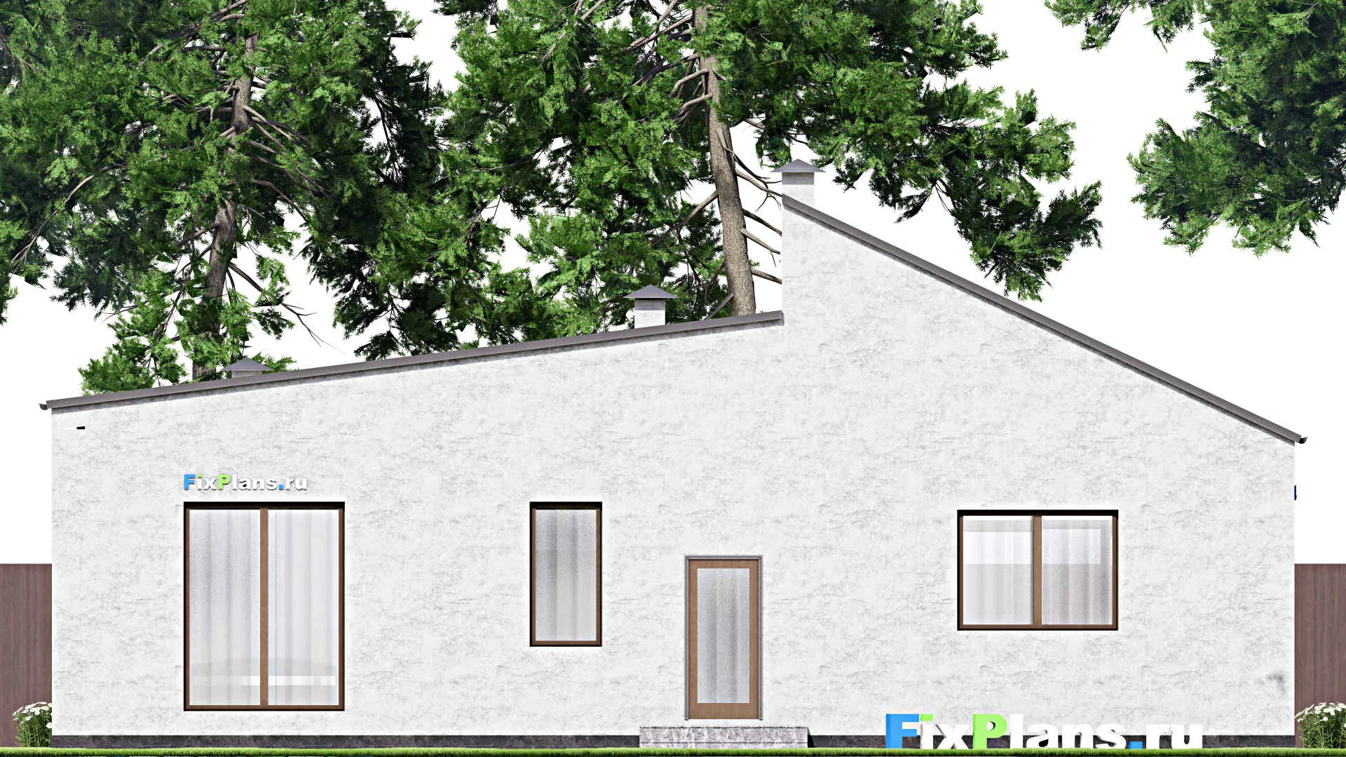 F-14831 - Проект одноэтажного дома 14 на 16, площадью 170 м² с террасой и 3 спальнями