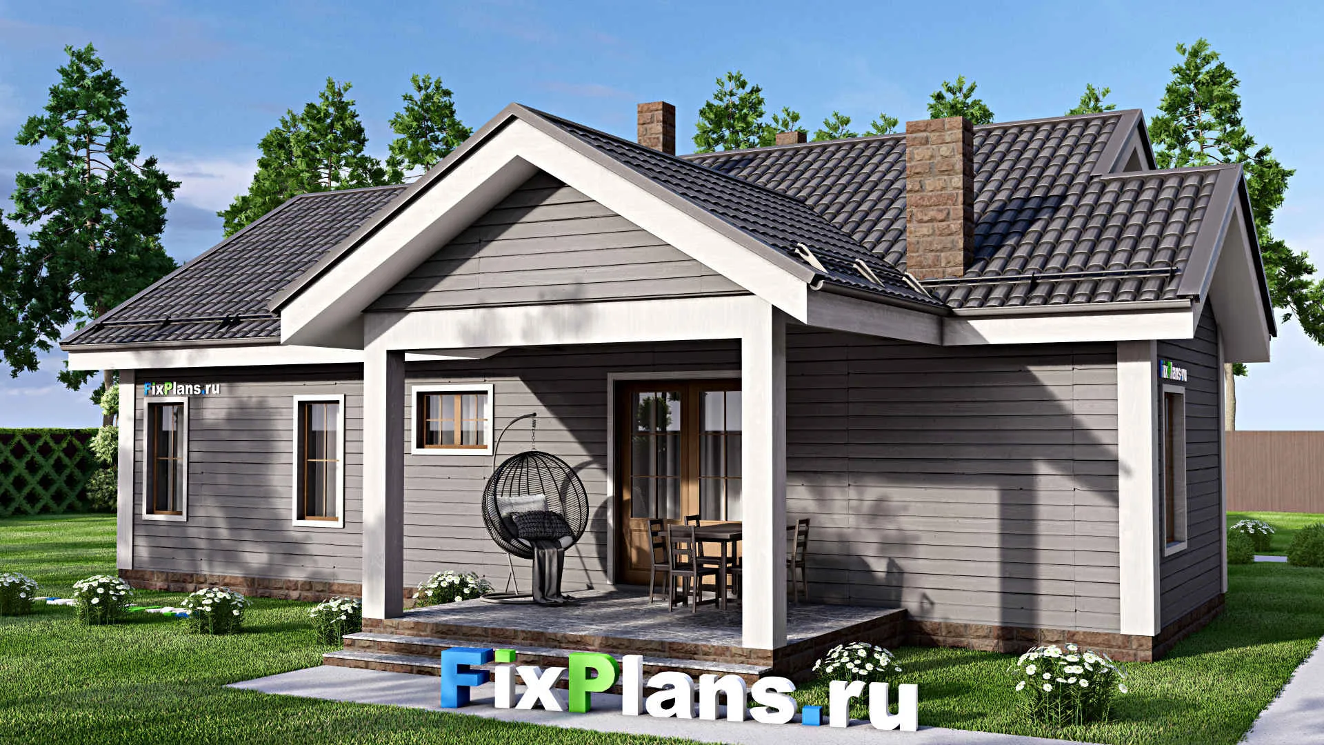 F-16415 - Проект одноэтажного дома 15 на 17, площадью 160 м² с 4 спальнями