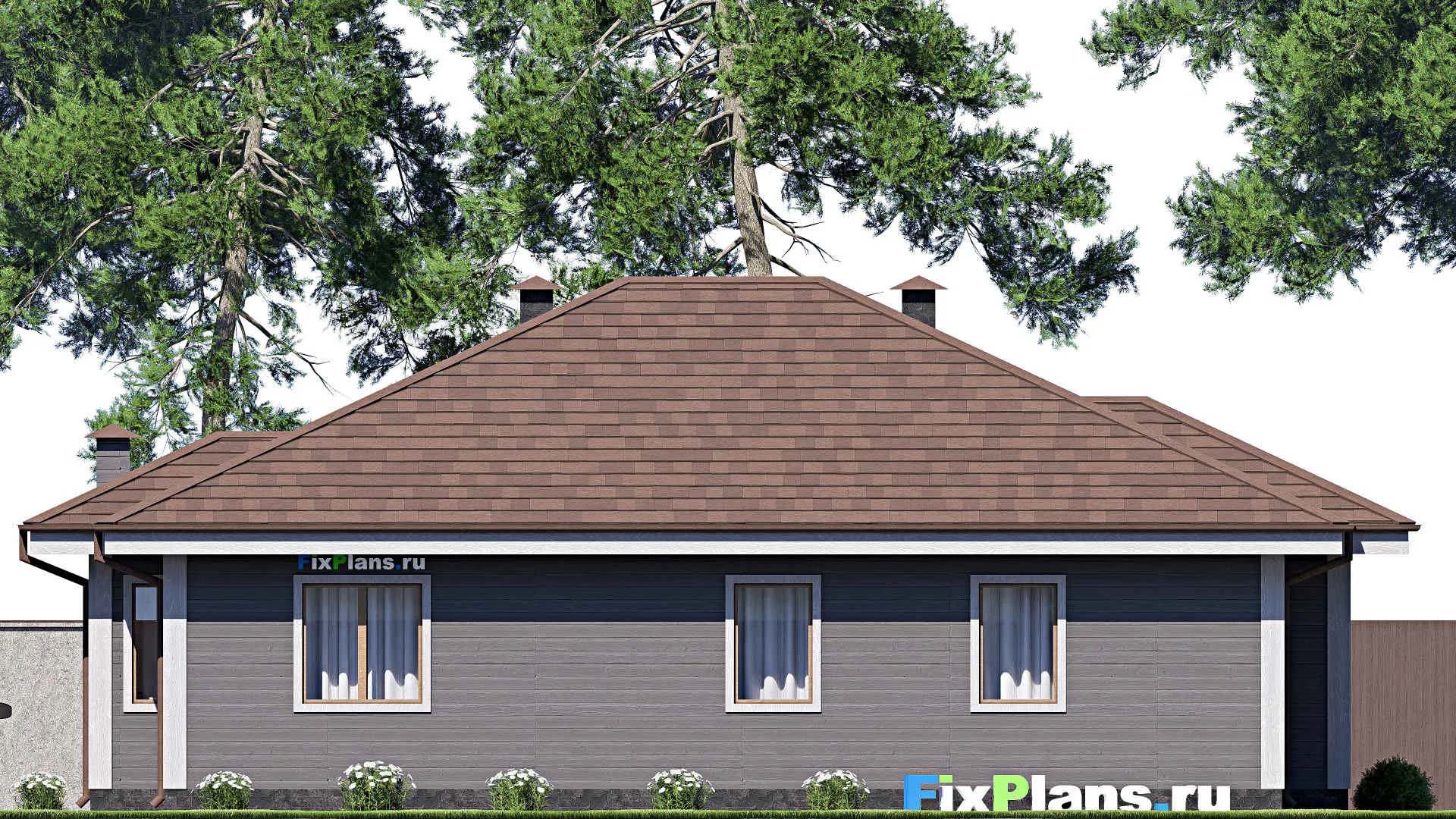 F-17027 - Проект одноэтажного дома 13 на 16, площадью 130 м² с 3 спальнями