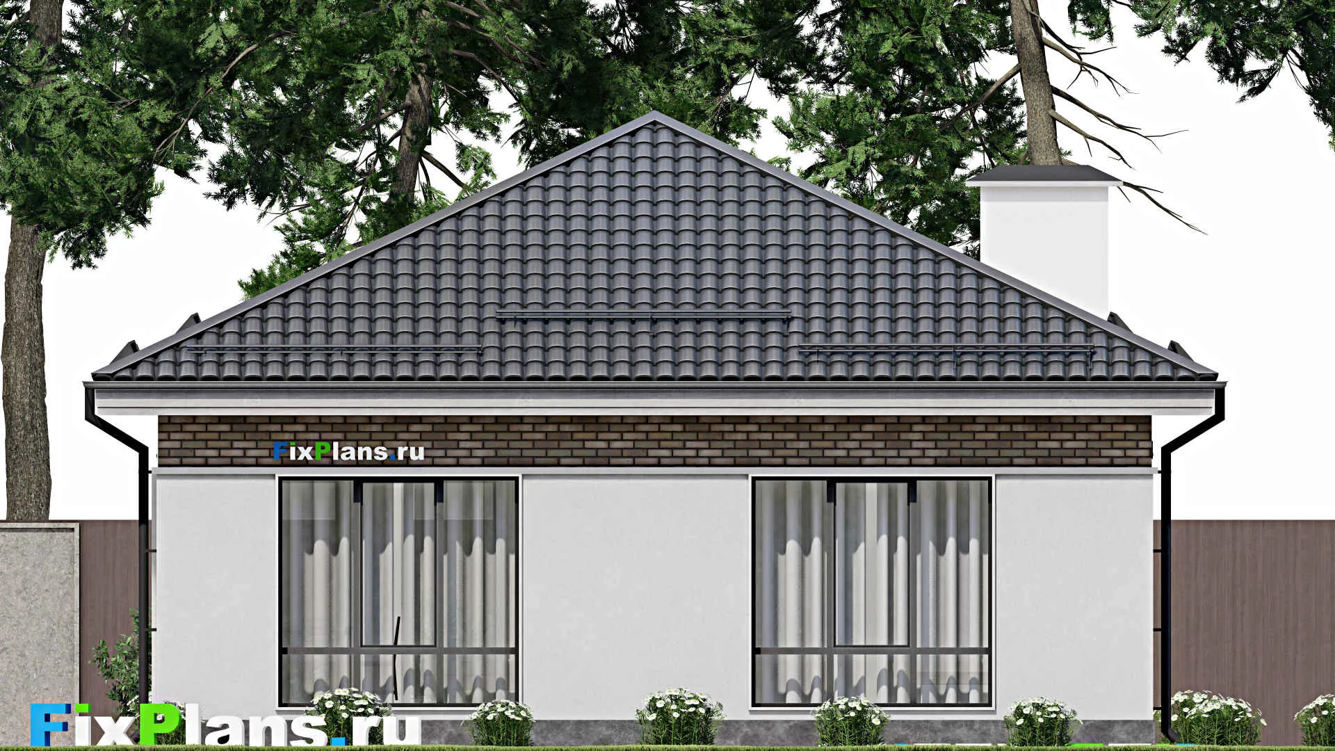 F-2573 - Проект одноэтажного дома 11 на 11, площадью 90 м² с 1 спальнями