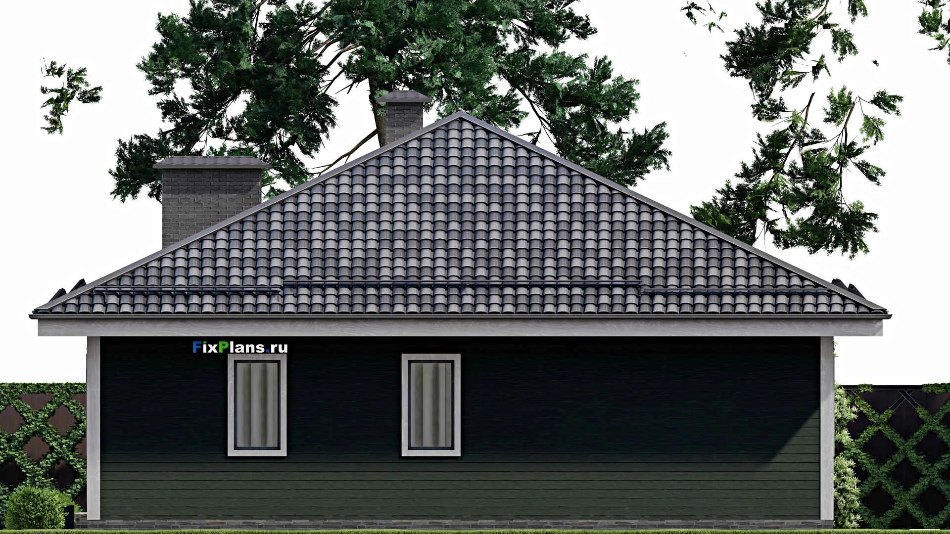 F-7820 - Проект одноэтажного дома 12 на 15, площадью 140 м² с гаражом на 1 машину и 3 спальнями