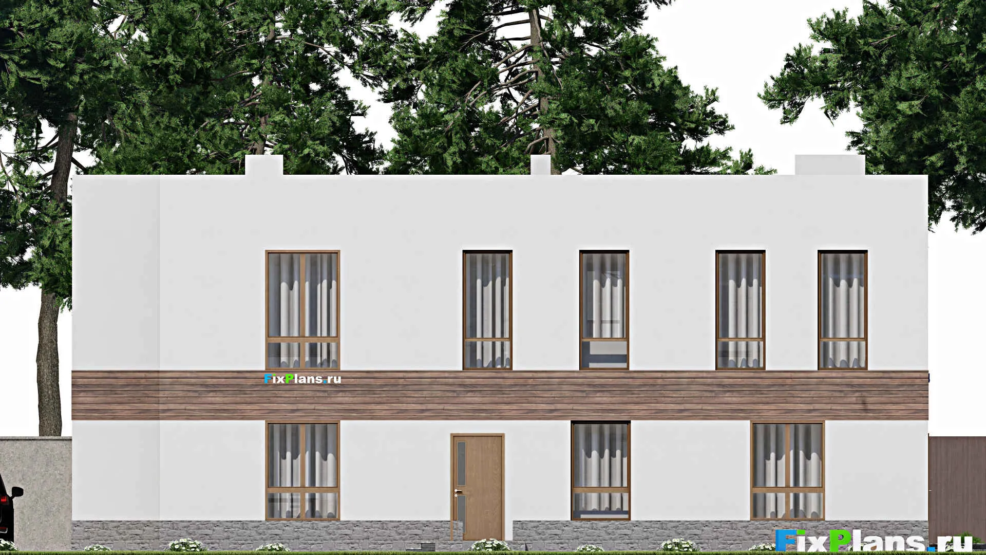 F-10556 - Проект двухэтажного дома 18 на 19, площадью 360 м² с террасой, балконом и 5 спальнями