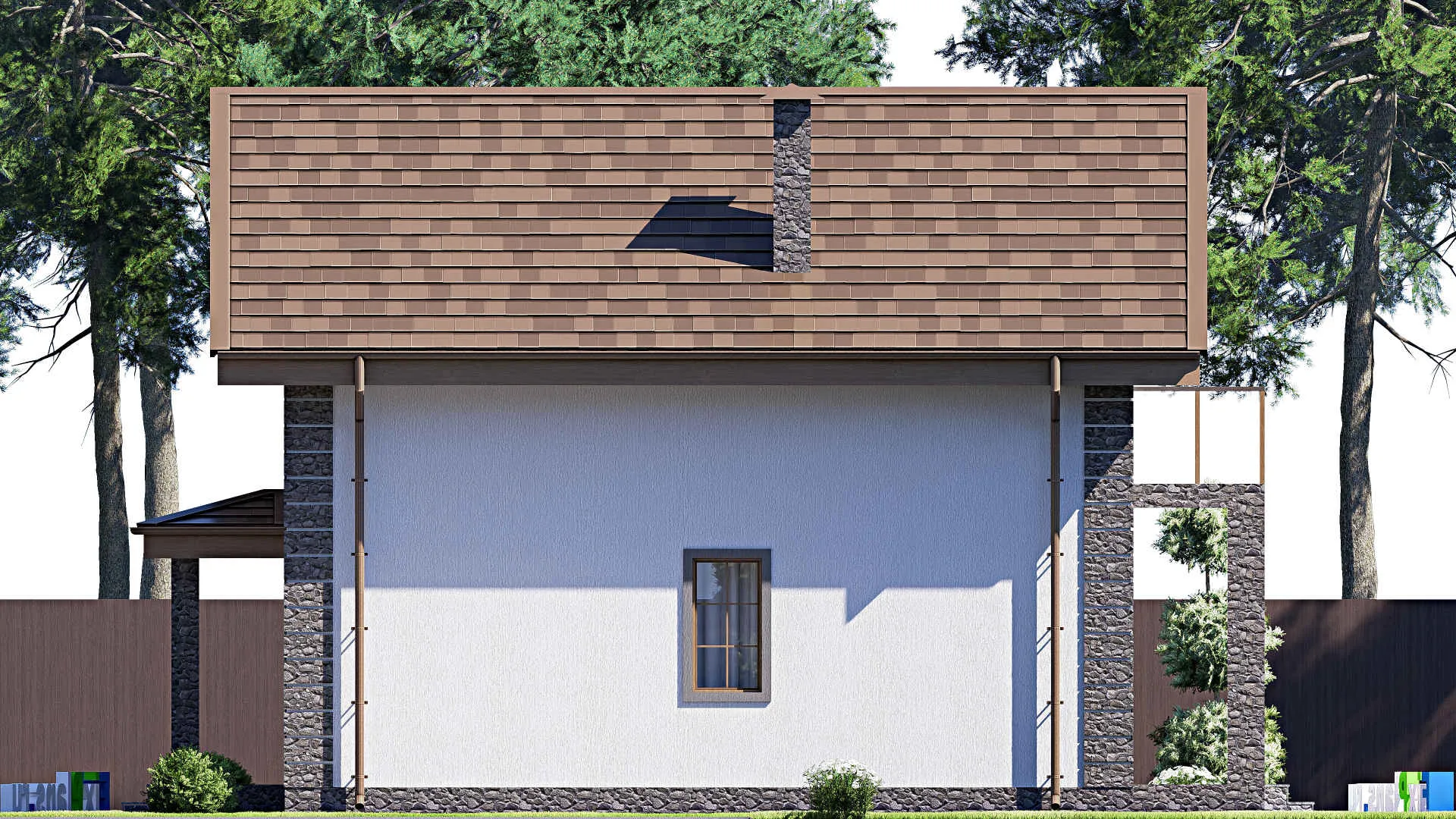 F-18431 - Проект дома с мансардой 9 на 12, площадью 100 м² с террасой, балконом и 4 спальнями