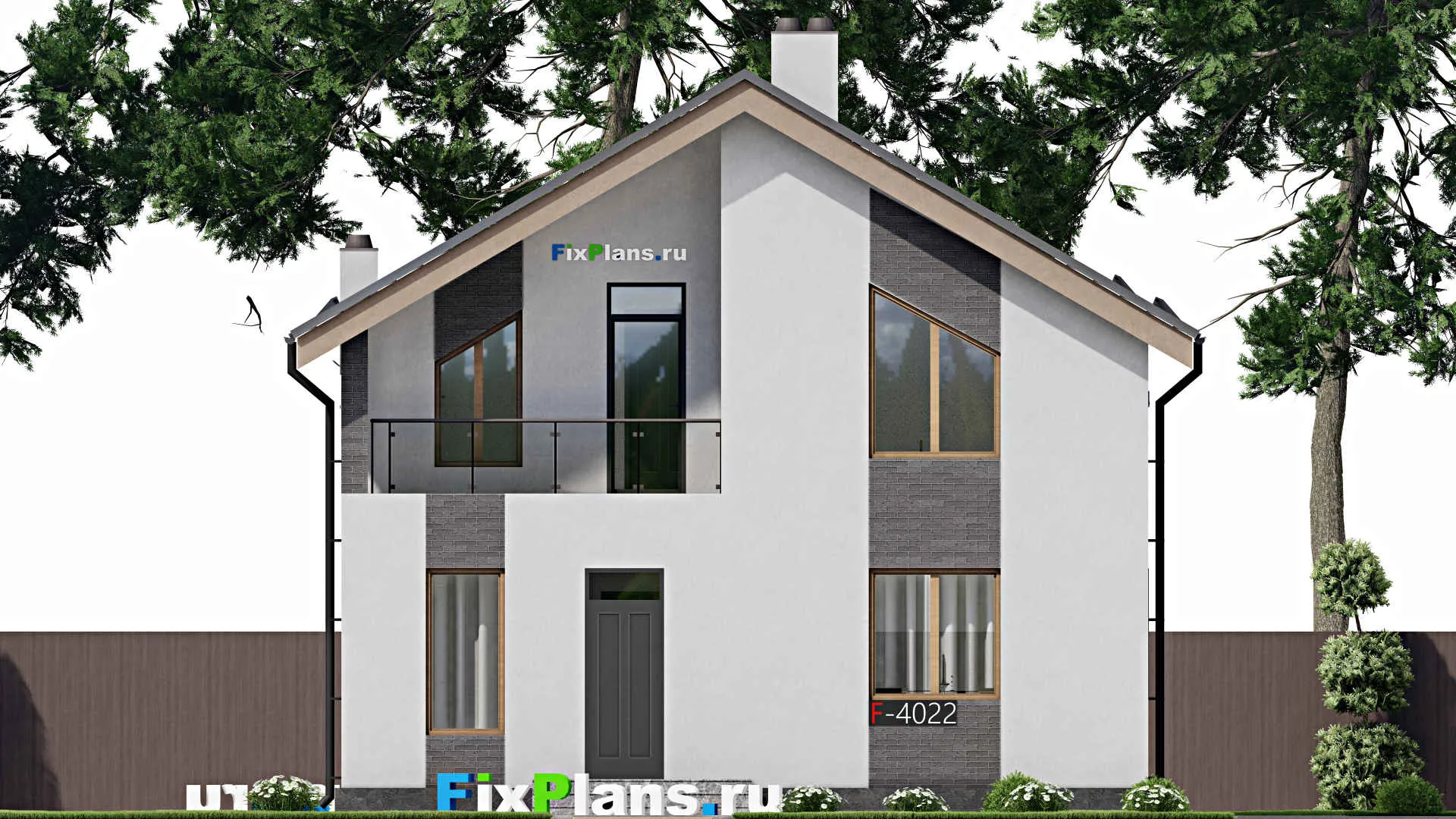 F-4022 - Проект дома с мансардой 10 на 10, площадью 130 м² с балконом и 4 спальнями