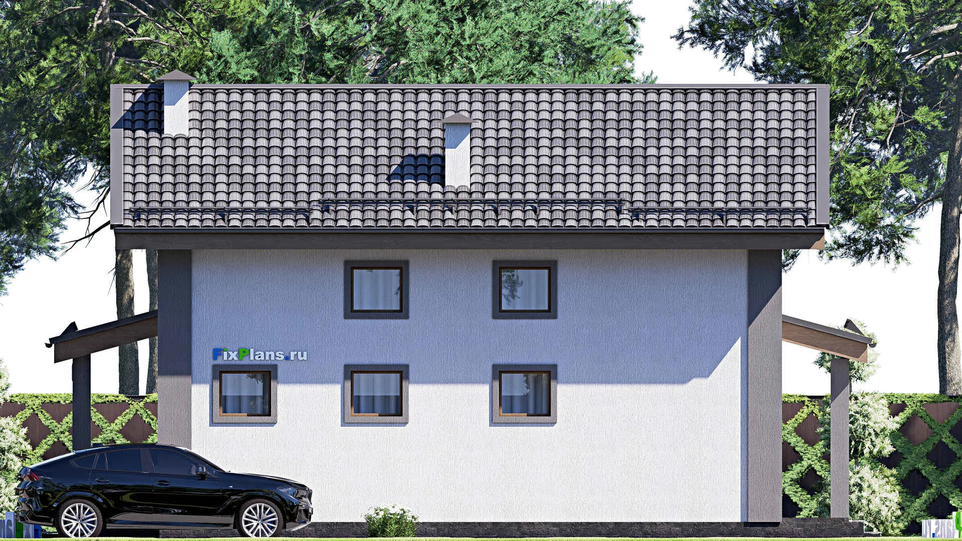 F-17810 - Проект дома с мансардой 9 на 13, площадью 130 м² с террасой и 4 спальнями