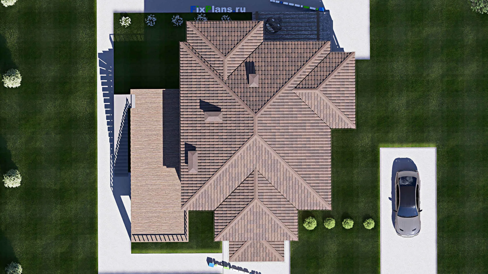 F-18926 - Проект двухэтажного дома 16 на 18, площадью 310 м² с террасой, балконом и 4 спальнями