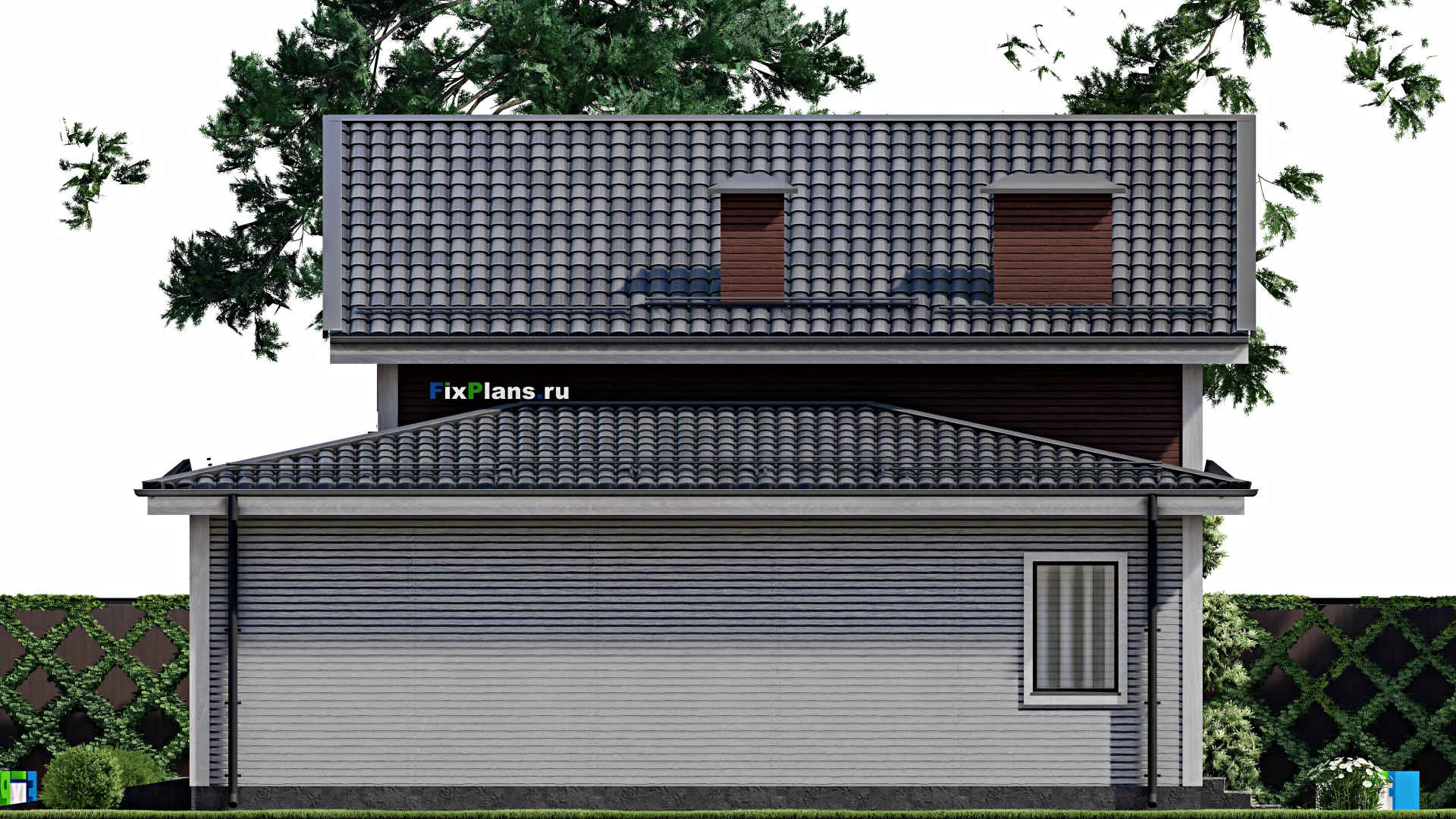 F-8117 - Проект дома с мансардой 12 на 13, площадью 160 м² с гаражом на 1 машину и 4 спальнями