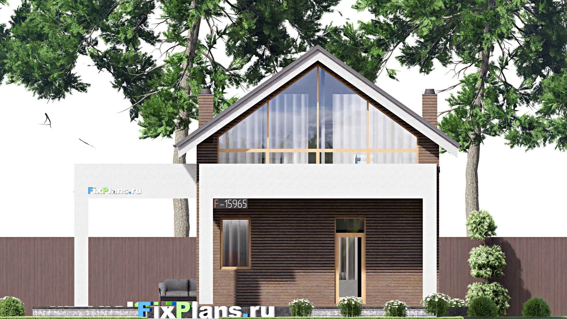 F-15965 - Проект дома с мансардой 13 на 19, площадью 250 м² с террасой и 3 спальнями