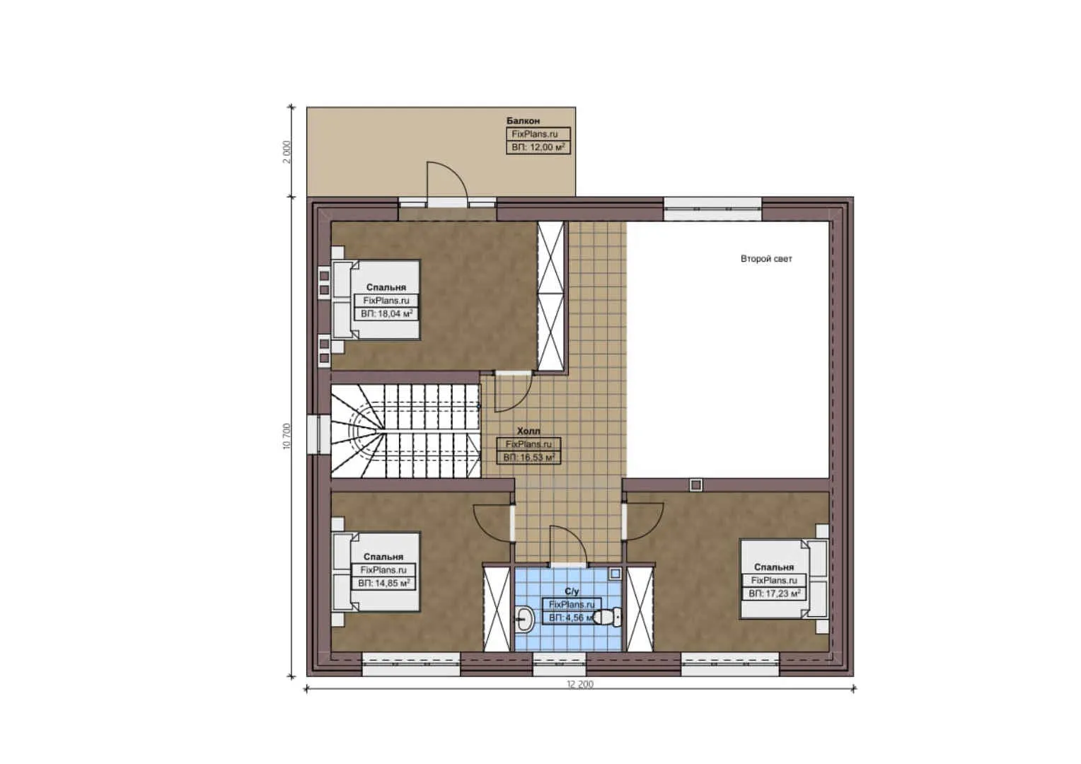 F-1142 - Планы двухэтажного дома 11 на 17, площадью 270 м² с террасой, балконом, гаражом на 1 машину и 4 спальнями