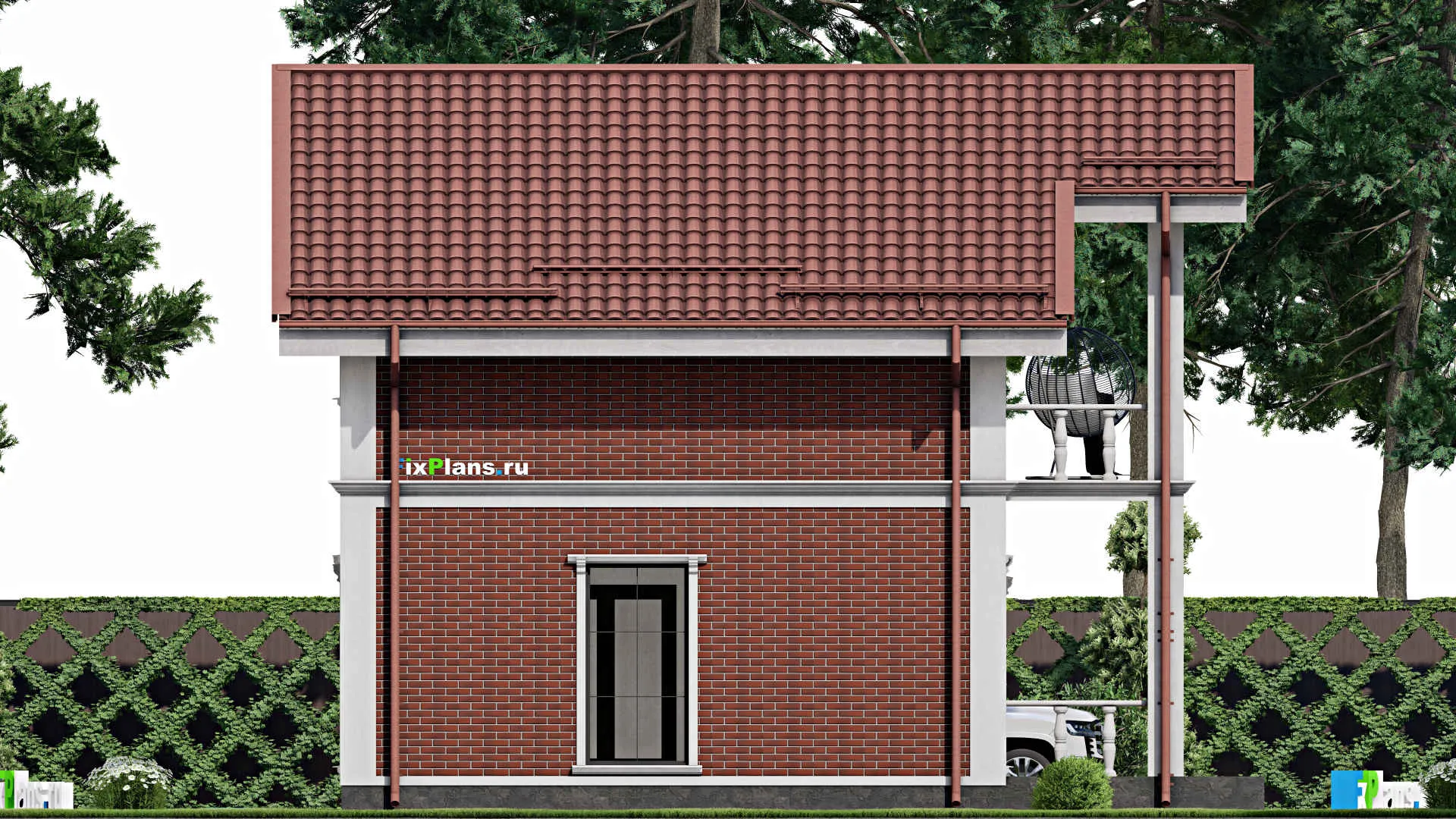 F-2843 - Проект дома с мансардой 8 на 11, площадью 120 м² с балконом и 3 спальнями