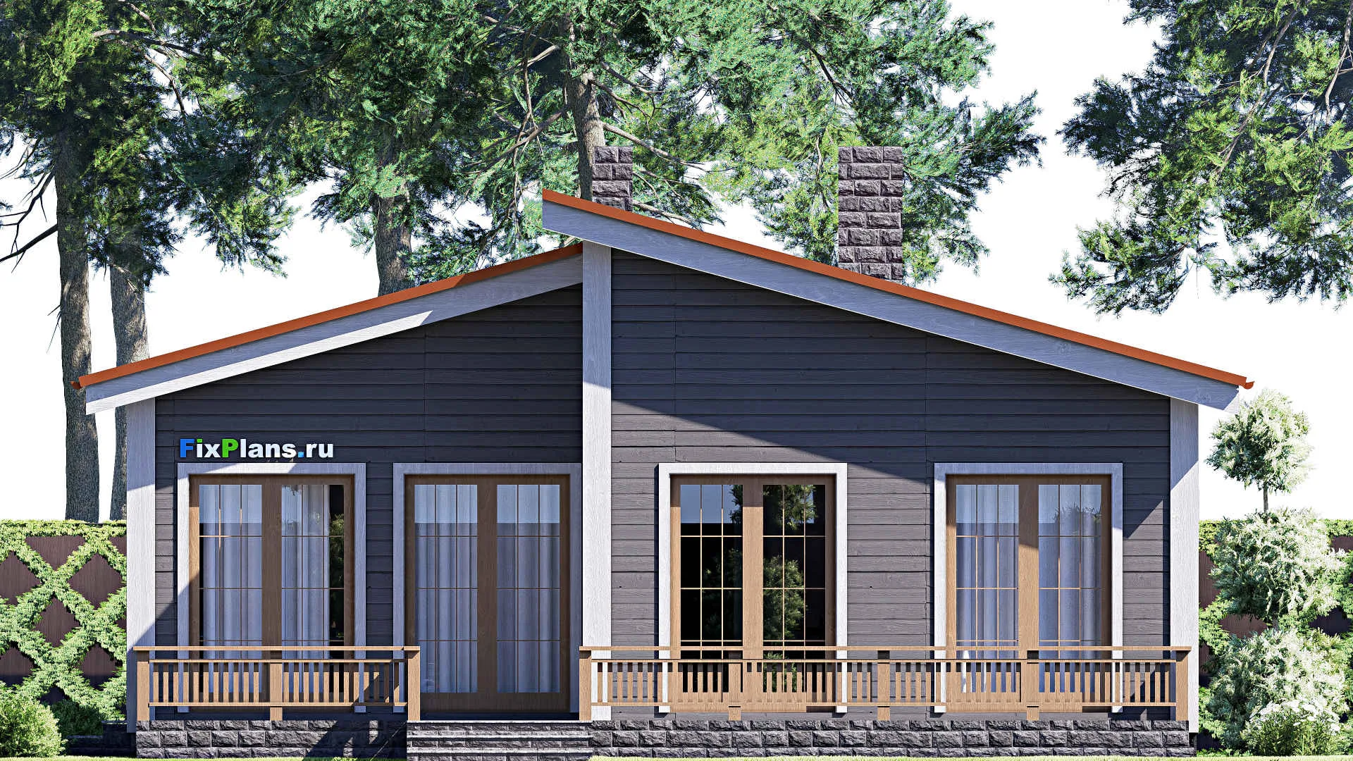 F-15533 - Проект бани 11 на 13, площадью 110 м² с комнатой отдыха, терассой, бассейном и санузлом