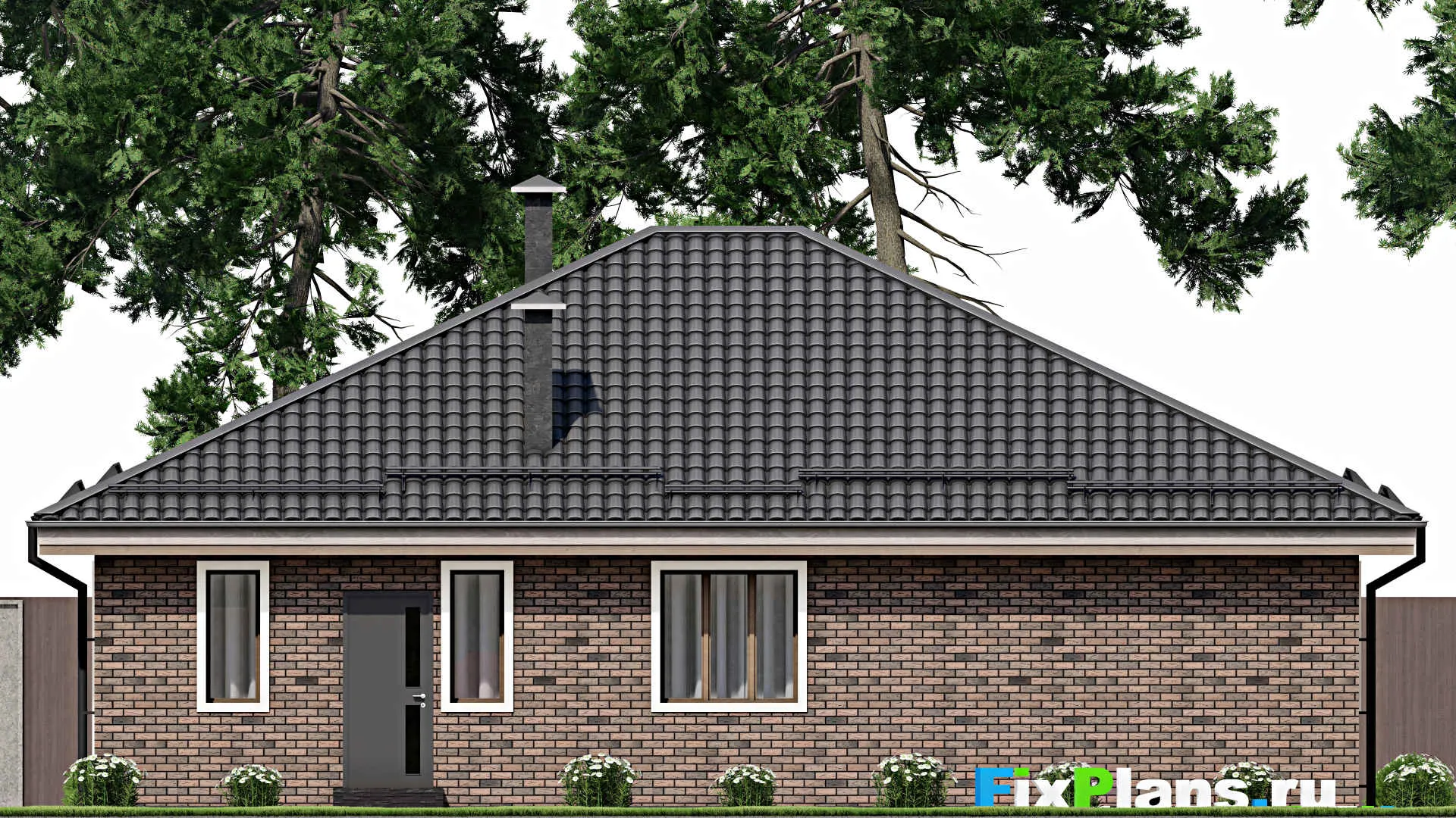 F-4805 - Проект одноэтажного дома 13 на 14, площадью 140 м² с 3 спальнями