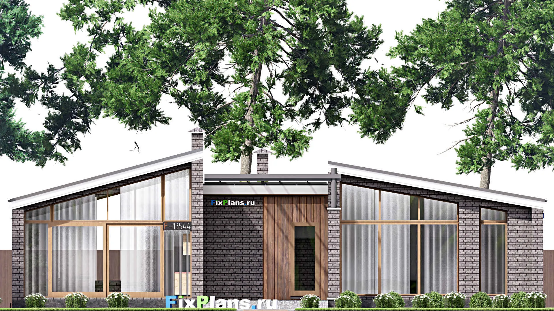 F-13544 - Проект одноэтажного дома 14 на 19, площадью 190 м² с террасой и 2 спальнями