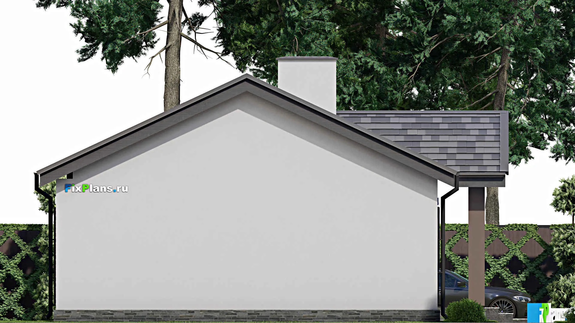 F-8837 - Проект одноэтажного дома 11 на 19, площадью 140 м² с террасой и 4 спальнями