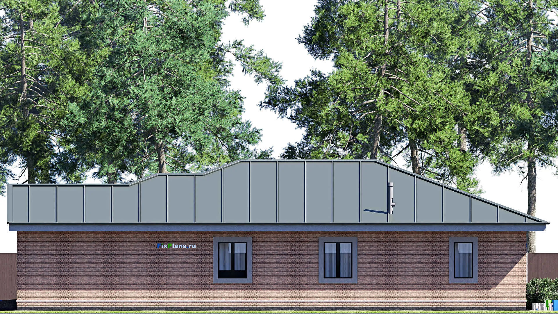 F-20213 - Проект одноэтажного дома 12 на 21, площадью 200 м² с террасой, гаражом на 2 машины и 3 спальнями