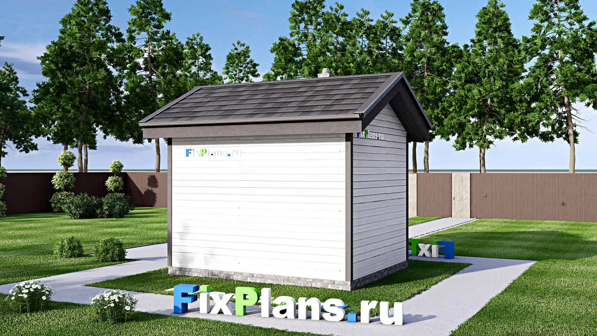 F-15641 - Проект бани 5 на 6, площадью 20 м² с терассой