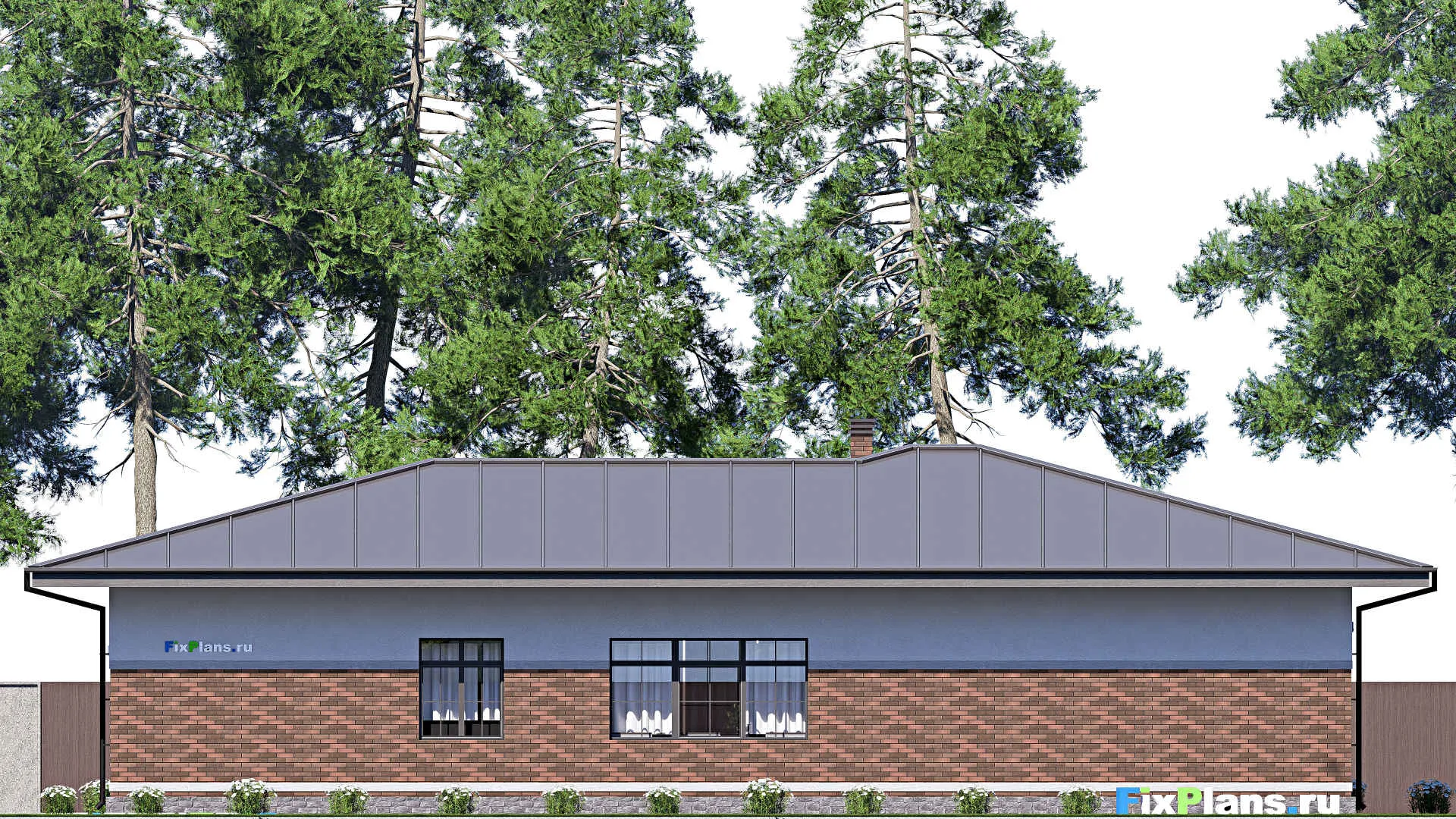 F-18278 - Проект одноэтажного дома 14 на 22, площадью 240 м² с террасой и 3 спальнями