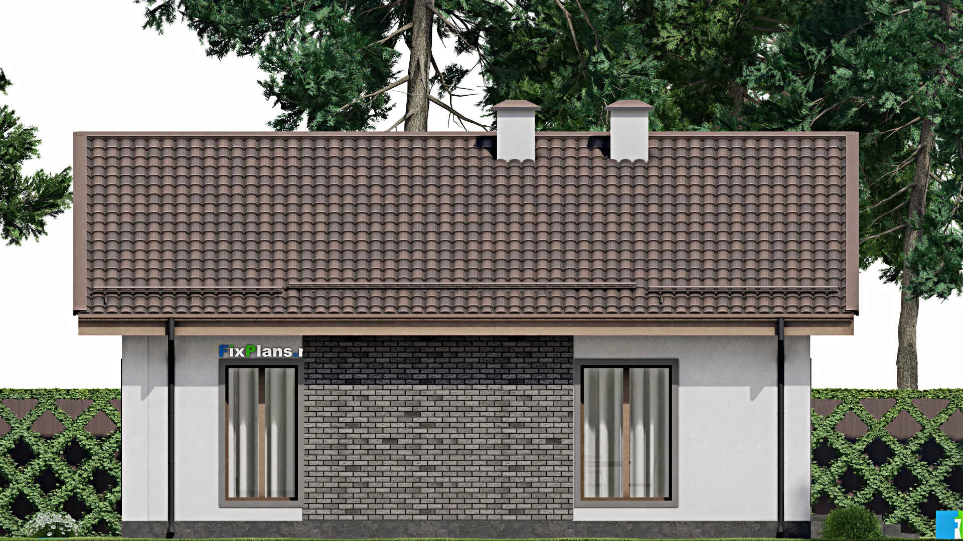 F-11060 - Проект одноэтажного дома 11 на 13, площадью 100 м² с 2 спальнями