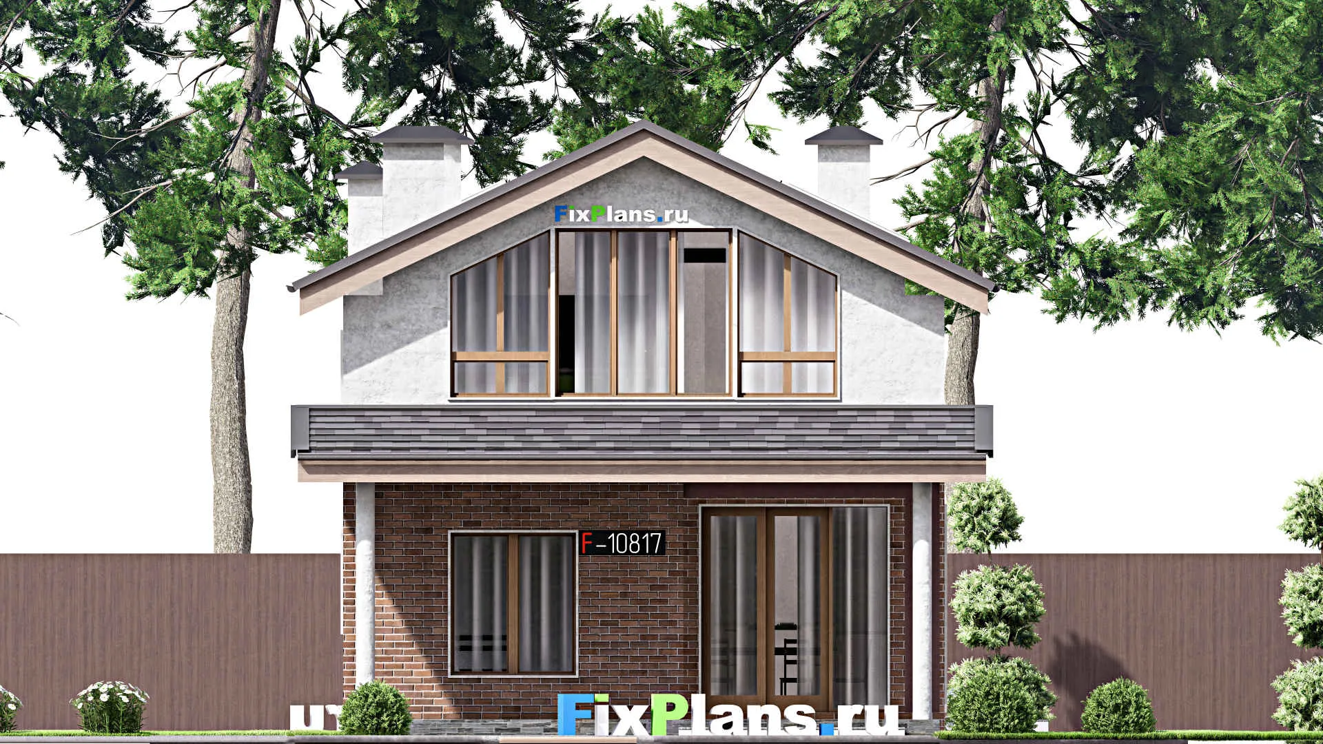 F-10817 - Проект дома с мансардой 9 на 28, площадью 290 м² с террасой, баней и 4 спальнями