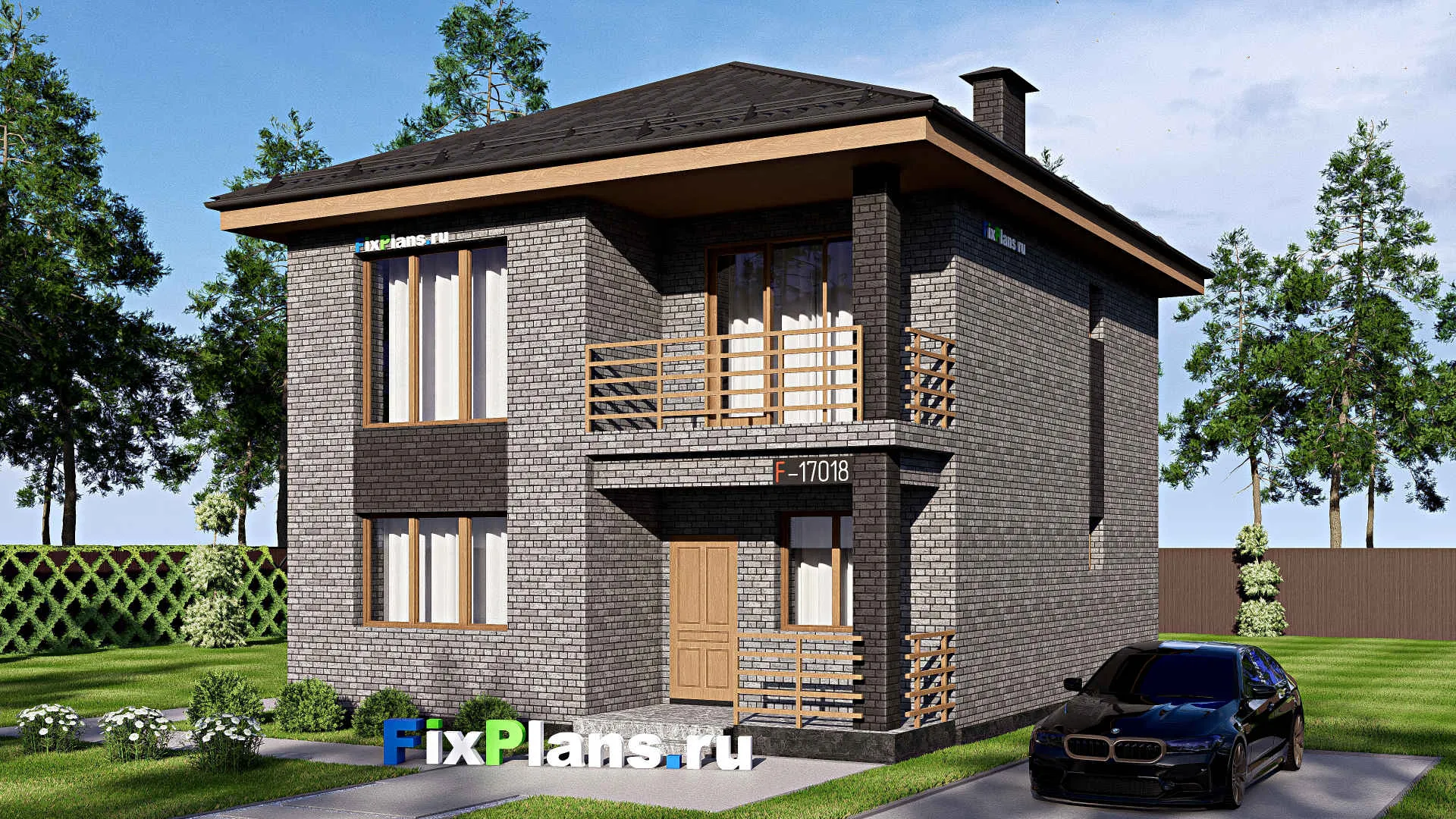 F-17018 - Проект двухэтажного дома 9 на 13, площадью 150 м² с террасой, балконом и 3 спальнями