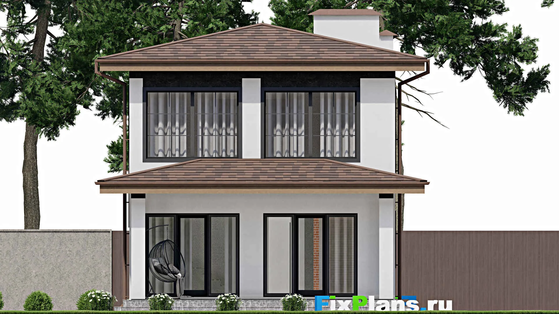 F-11501 - Проект двухэтажного дома 8 на 15, площадью 150 м² с террасой и 4 спальнями