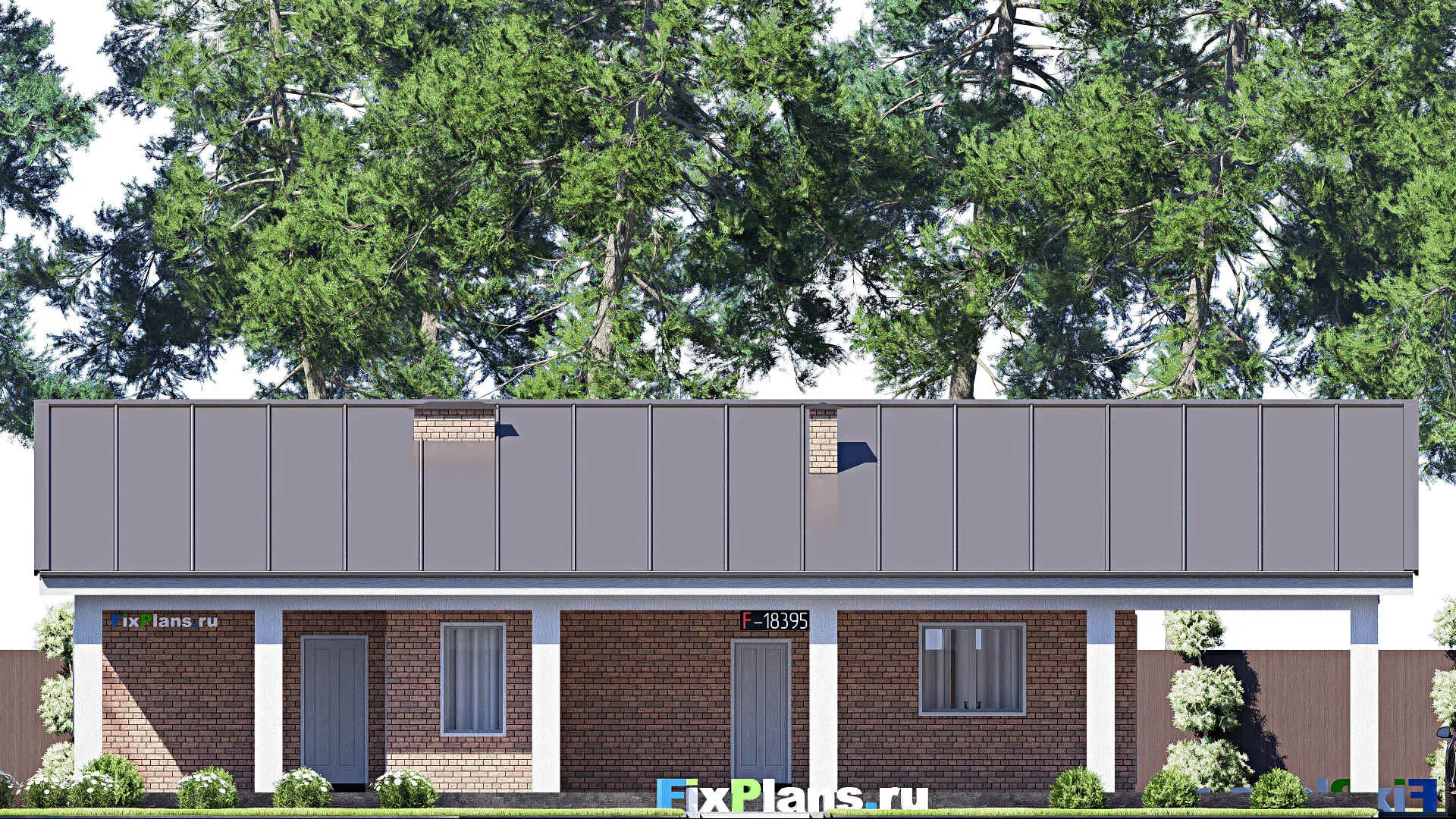 F-18395 - Проект одноэтажного дома 13 на 19, площадью 210 м² с террасой, баней и 3 спальнями