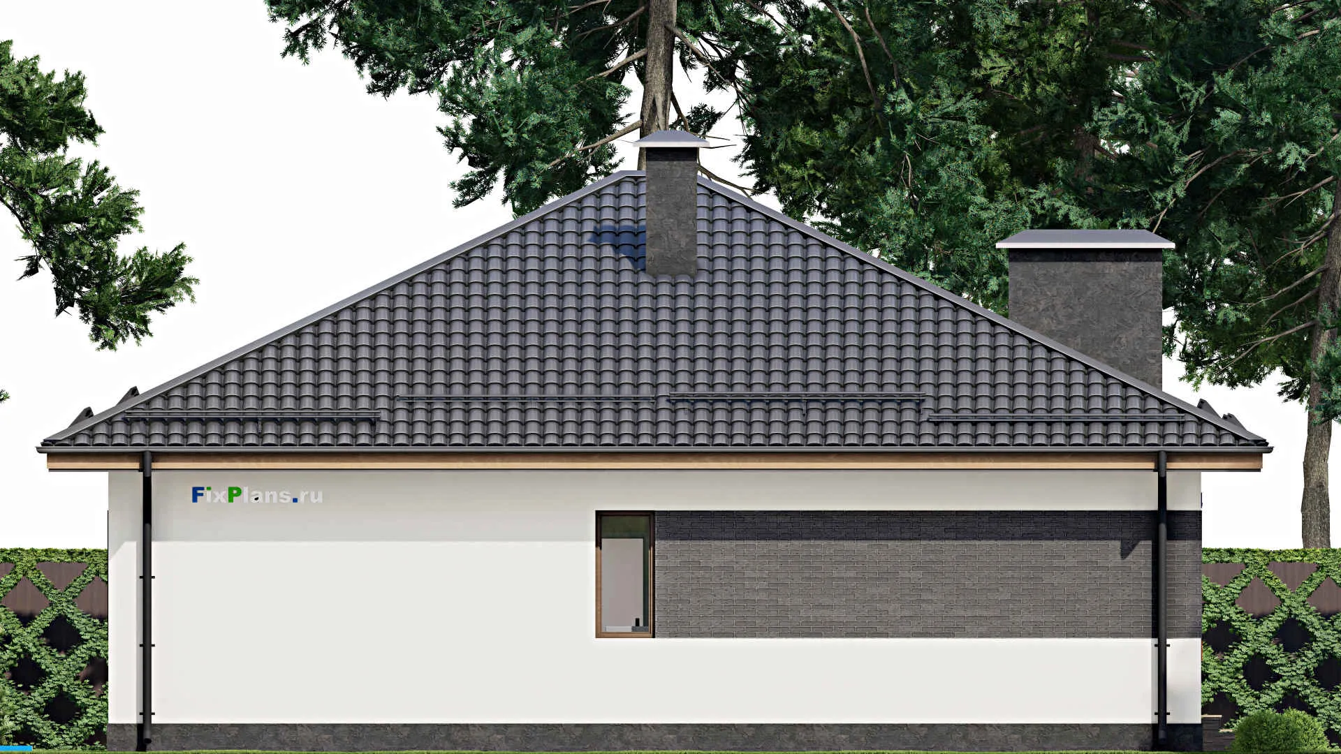 F-4535 - Проект одноэтажного дома 12 на 13, площадью 130 м² с террасой и 3 спальнями